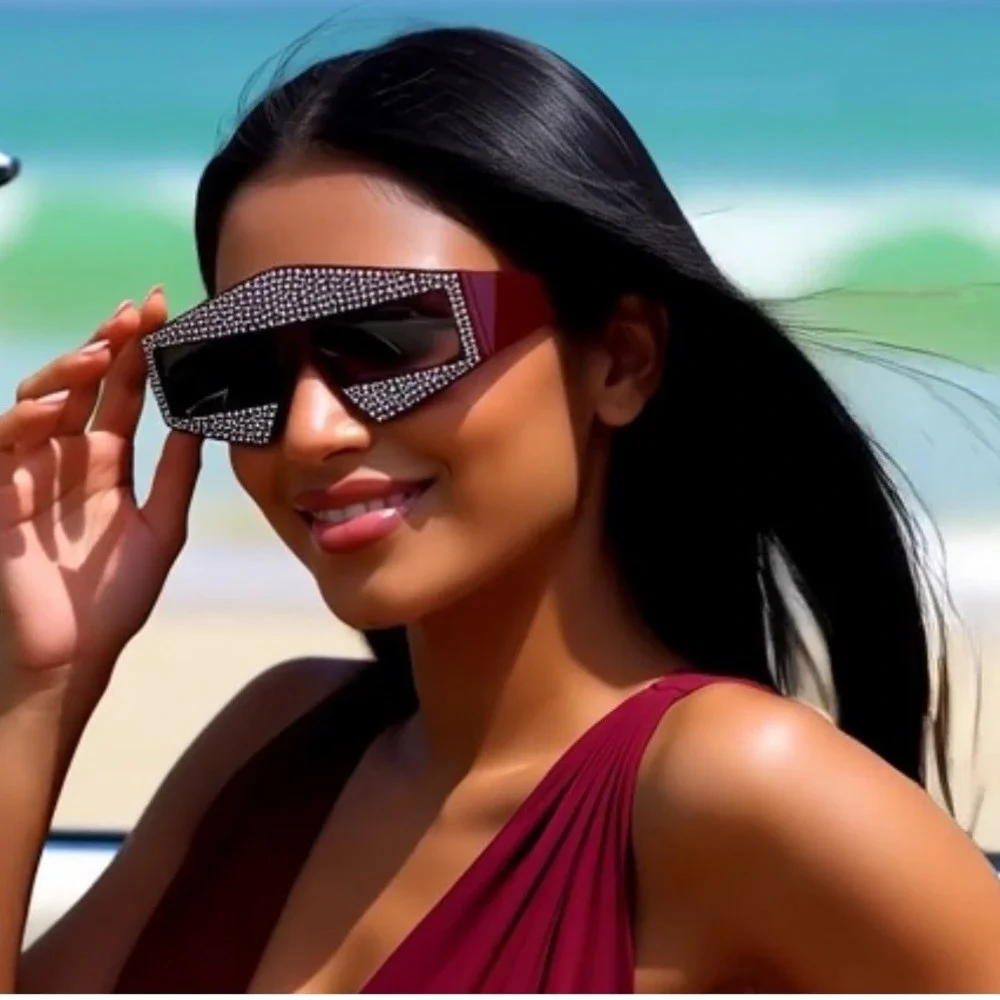 Sparkling Rhinestone Sunglasses Women Glam Party‎ Festival Shades Gafas Eyewear